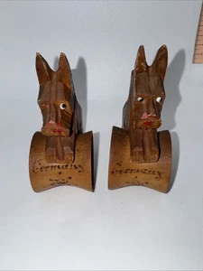 Vintage Paar geschnitzte Scottie Hund Serviettenringe aus Holz - Made in Germany - Bild 1 von 10