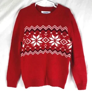 Old Navy Childrens Pullover Sweater Size S 6-7 Longsleeve Red Patterned - Picture 1 of 9