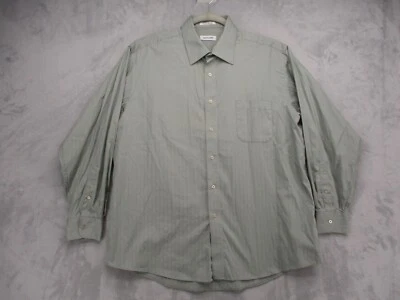 Camisa Pierre Cardin Abotonada Para Hombre XL Verde con Patrón de Rayas 100% Algodón Foto 1 de 4