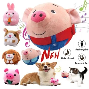 Music Puppy Ball Active Moving Pet Plush Toy Singing Dog Chewing Squeake Toys - Picture 1 of 18