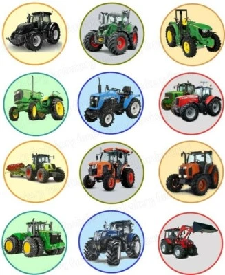 Traktor Tortenbild Party Deko Muffin Aufleger Geburtstag Landwirtschaft essbar - Bild 1 von 4