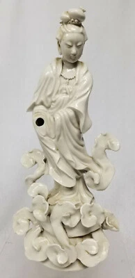 Антикварная винтажная китайская фигурка 20 века Blanc De Chine Guanyin Kwanyin - Изображение 1 из 4