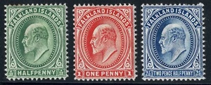 Falkland Islands 1904–07, Edward VII, Used Lot, ½d, 1d, 2½d - Picture 1 of 2