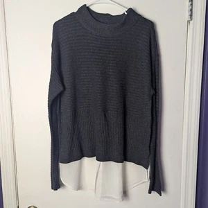 Moth Sweater Womens Size Large Gray Wool Cashmere Blend Dark Academia Ivy League - Picture 1 of 7