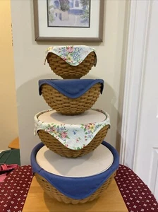Longaberger Bowl Basket Liners Set 7", 9", 11", 13" Cornflower Sm Mixed Bouquet - Picture 1 of 1