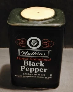 Vintage Watkins Advertising Ceramic Purest Granulated Black Pepper Shaker - Picture 1 of 9
