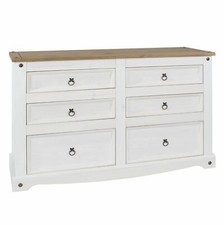 WHITE CORONA CASSETTIERA PINO 6 cassetti in pino massello messicano IN LEGNO CREDENZA