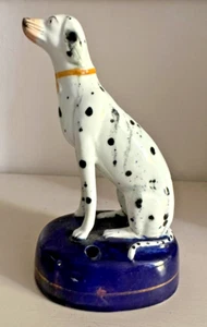 Genuine Antique Victorian Staffordshire Pottery Dalmatian Dog Pen Holder Stand - Picture 1 of 5