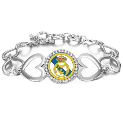Pulsera Real Madrid Fubol Mujer Plata Corazón Eslabón Joyería Regalo con Paquete de Regalo D27 Foto 1 de 4