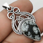 Natural Snow Flake Obsidian 925 Sterling Silver Pendant Jewelry P-1541