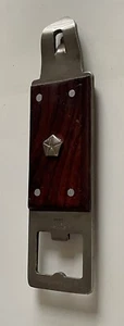 1960s RARE CHRYSLER PENTASTAR Stainless Steel BOTTLE / CAN OPENER w' Wood Insert - Picture 1 of 8