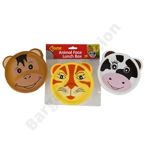 3 X Animal Face Picnic School Kids Lunch Boxes Children Monkey Cow Tiger Snacks - Picture 1 of 12