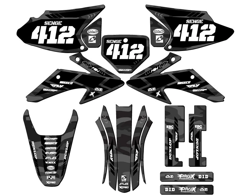 Kit de gráficos 2008-2014 CRF 150 F APACHE cinza Senge compatível com Honda - Imagem 1 de 1