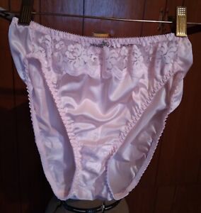 Vintage Maidenform Shiny Pink Glossy Panties hi cut & Lace L