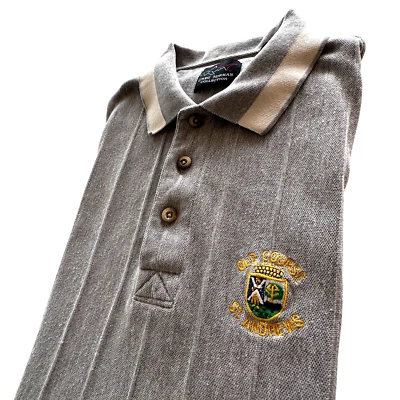 St Andrews Old Course Polo Mens Size Large Gray SS Greg Norman Collection - Image 1 of 4