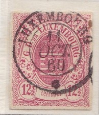 1859 LUSSEMBURGO/LUXEMBOURG - n° 7 12 1/2c. rosa USATO Sigla Oliva
