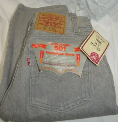 Pantalones de mezclilla Levis 501 1984 NOS VINTAGE Button Fly etiquetas para mujer talla 10 gris Foto 1 de 4