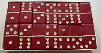 Vintage Puremco Dominoes Extra Thick Dark RED No 716 Marblelike Waco TX - Image 1 of 4