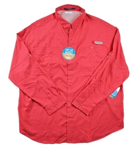 Columbia PFG Big Mens 3X Performance Shirt Casual Long Sleeve Fishing Coral NEW - Imagen 1 de 8
