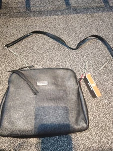 Pierre Cardin Womens Shoulder Bag Black Double Zip New Stylish Smart Casual - Picture 1 of 7