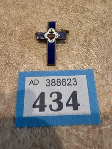 super vintage french catholic brass and enamel cross approx 1" - Picture 1 of 3