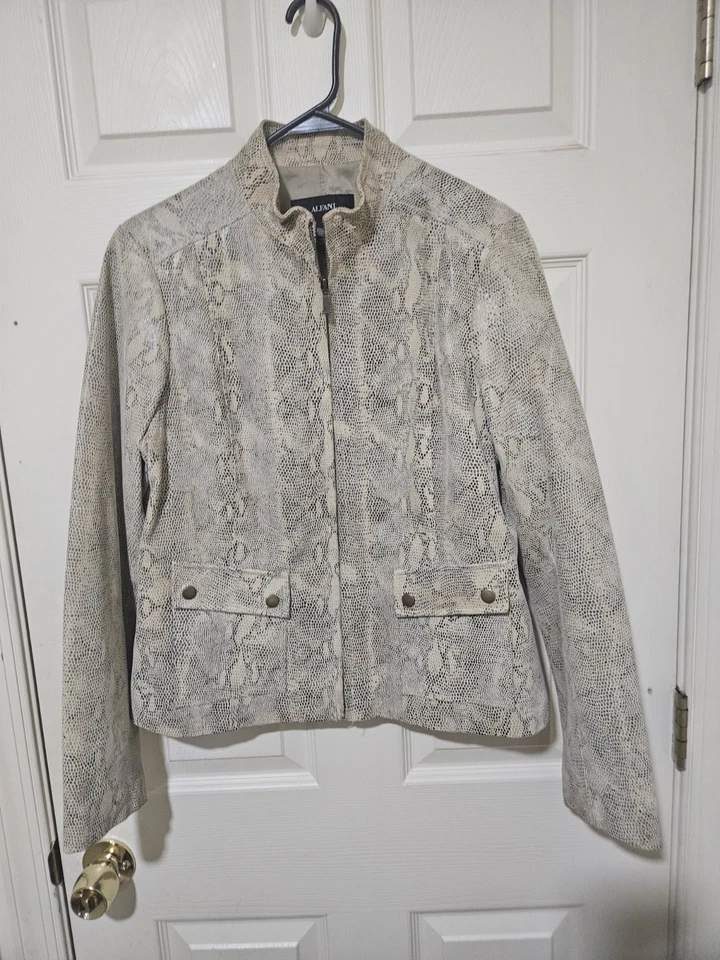 Chaqueta de cuero Alfani Sneake Skin talla L Foto 1 de 4