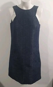 Sisley Blue Tunic Metallic Cocktail Dress Sz S Fit 8 - Picture 1 of 10