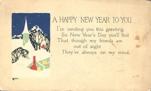Happy New Year to You Arts & Crafts Style 1918 Volland & Co. Postkarte - Bild 1 von 2