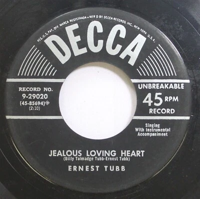 Country 45 Ernest Tubb - Jealous Loving Heart / Till We Two Are One On Decca - Image 1 of 2