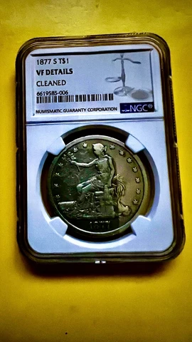 1877 S T$1 Trade Dollar NGC VF DETAILS OBV DAMAGE Cover