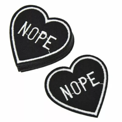 20x NOPE Heart Small Patch Embroidery Sew On Iron On Badge Fabric Craft Applique - Image 1 of 4