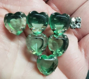 Spilla spilla strass cuori verdi gioielli vintage regalo giorno di San Patrizio - Foto 1 di 5