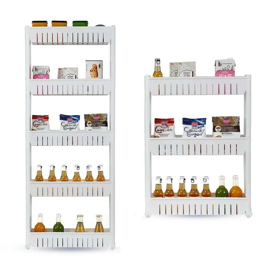 CRYSTALS 3/5 Tier Slim Slide Out Kitchen Trolley Rack Holder Storage Shelf Organiser