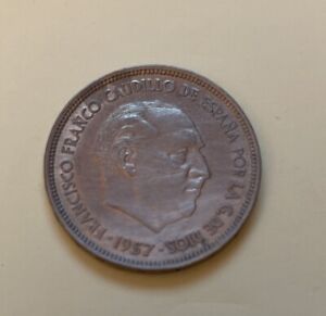 25 PTAS 1957 Coin Of Spain King "Francisco Franco Caudillo"