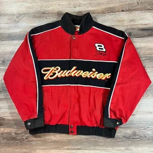 90s Vintage Dale Earnhardt Jr NASCAR Bomber Jacket Mens L Budweiser Bud Racing - Picture 1 of 11