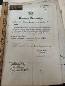 1919 Portugal diplomatic document Consul to London & son immigration stamp - Picture 1 of 3
