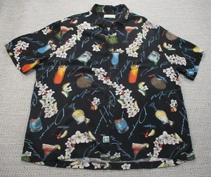 CARIBBEAN Hawaiian Shirt Mens XL Cocktails Print Short Sleeve Button Up Rayon - Picture 1 of 12
