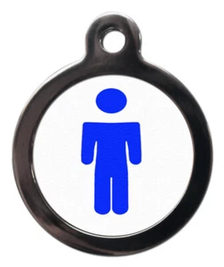 Pet ID tag BLUE MALE SIGN Personalised tag or Keyring 2 sizes - Picture 1 of 3