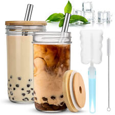 Bubble Tea Becher Set 720ml Trinkbecher Gläser Smoothie Becher Glasbehälter 2x