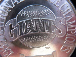 1989 Serie Mundial Battle at Bay A's - Giant Baseball Silver Proof Coin + Oro - Imagen 1 de 9