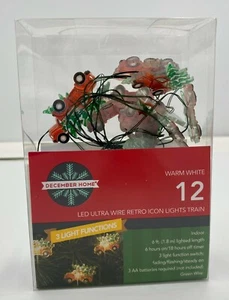 December Home 12 White Miniature Retro Red Truck LED Christmas Lights Battery - Picture 1 of 3