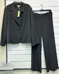 Maranda Gordon Gray 2- Piece Long Sleeve Wide Leg Pant Suit Size 28W Women's NWT - Picture 1 of 7