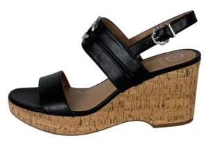 Sam & Libby Women's 10 Chandler Wedge Sandal Black NWOB Cork Heel Buckle - Picture 1 of 17