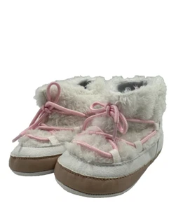 Lucky Brand Infant Girls Ivory Faux Fur Lace Up Fashion Crib Shoes Size 4M - Picture 1 of 8