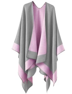 Women Open Front Poncho Cape Sweater Shawl Wrap for Fall Winter Casual - Picture 1 of 5