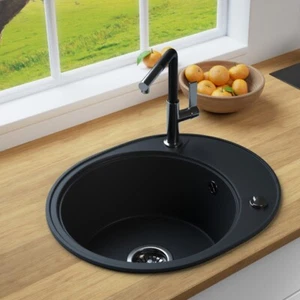 LINDBERGH® granite sink "OVA" + siphon built-in sink kitchen sink sink - Picture 1 of 17
