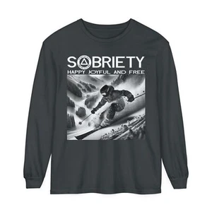Sobriety Happy Joyful Esquiador Libre AA NA Inspire Diciendo Eslogan Limpio Sobrio Recuperar - Imagen 1 de 37
