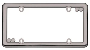 20680 Nouveau License Plate Frame, Black Chrome w/fastener caps - Picture 1 of 3