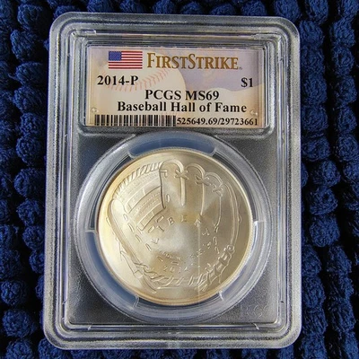 2014-P Baseball Hall of Fame Silver Dollar - 1st Strike -PCGS MS 69 - 90% Silver - Image 1 of 4