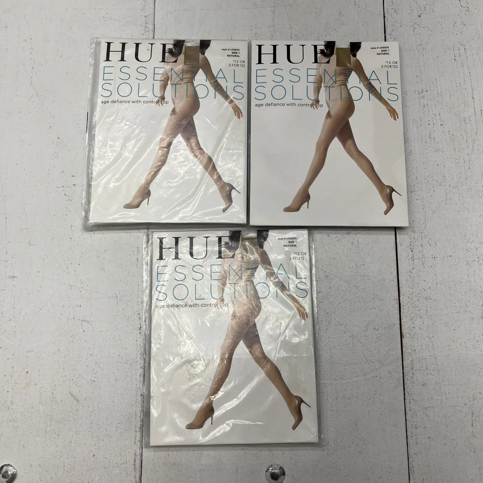 HUE Essential Solutions Pantyhose Control Top Support Sz 1 Natural 5992N Den-20